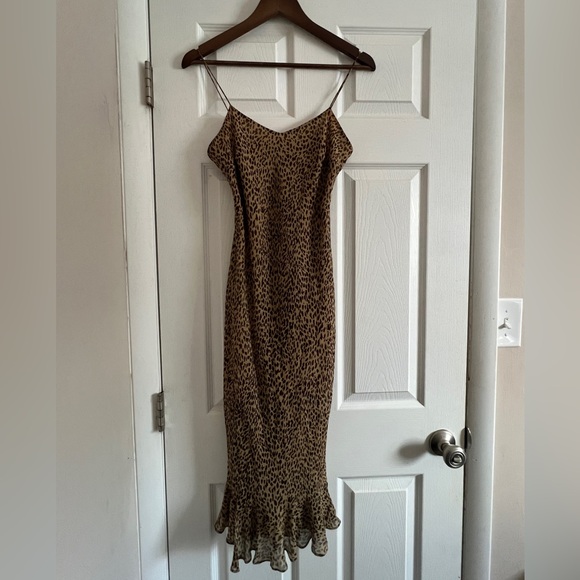 Ann Taylor Dresses & Skirts - Ann Taylor Leopard-Print Slip Midi Dress in Brown